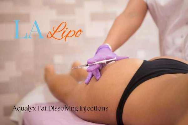 Woman having fat dissolving injections Sandbach on thighs