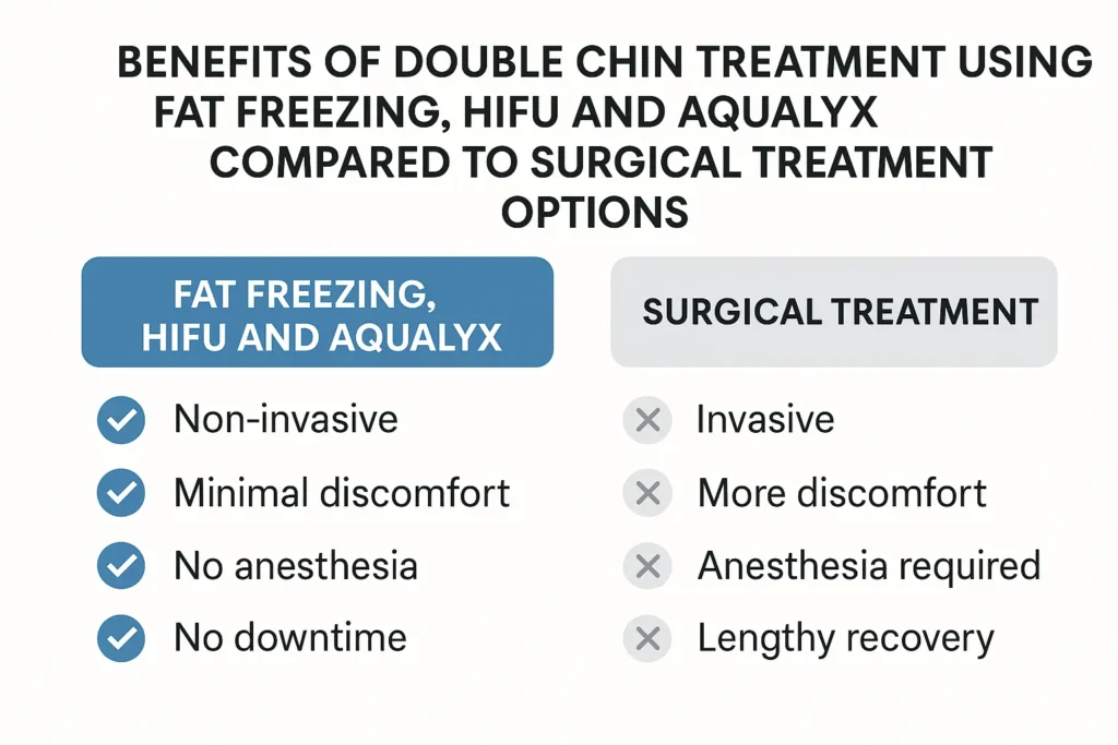 Graphic about the benefits of double chin treatment Sandbach - from LA LIPO