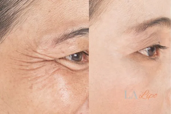 Before and after results of woman - HI-fu wrinkles reduction treatment Sandbach