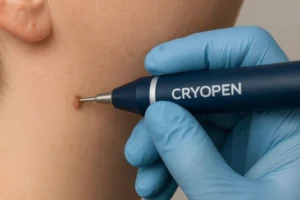 Person receiving skin tag removal Sandbach